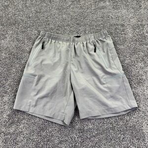 Santiny Shorts Mens Large Gray Athletic Elastic Waist Zip Pockets Hiking Running
